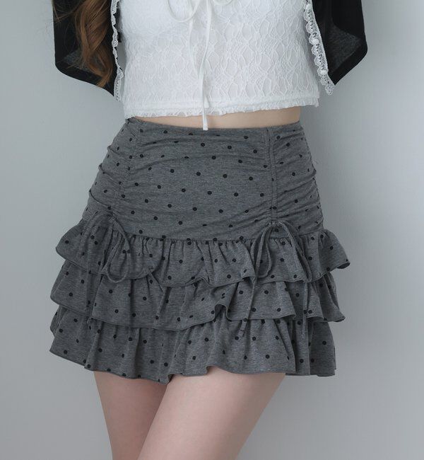  「セットで着れる／ドロストティアードミニ」|スカート|