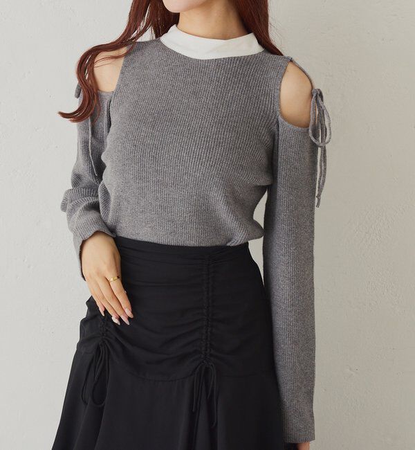  「肩あき配色ニット」|ニット・セーター|
