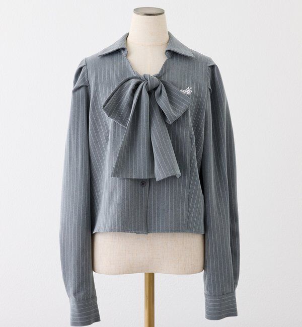  「刺繍入りボウタイブラウス／リボン取り外し可」|シャツ・ブラウス|