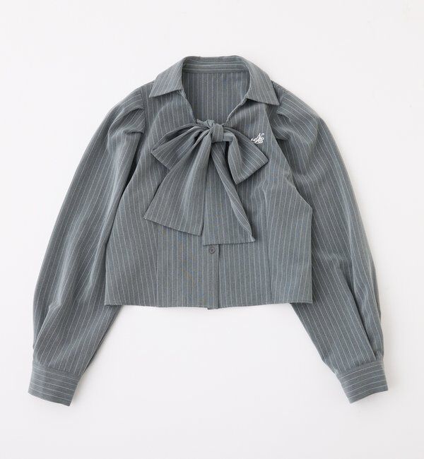  「刺繍入りボウタイブラウス／リボン取り外し可」|シャツ・ブラウス|