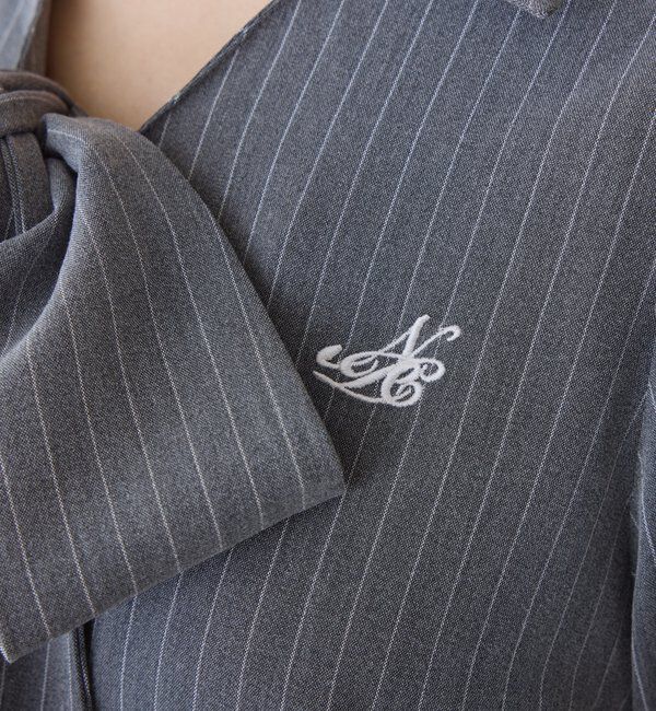  「刺繍入りボウタイブラウス／リボン取り外し可」|シャツ・ブラウス|