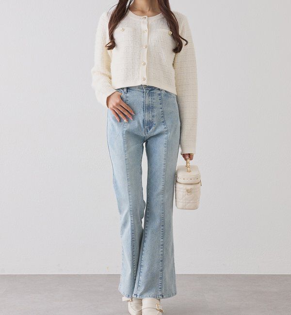  「金ボタンラメツイードカーデ」|ニット・セーター|