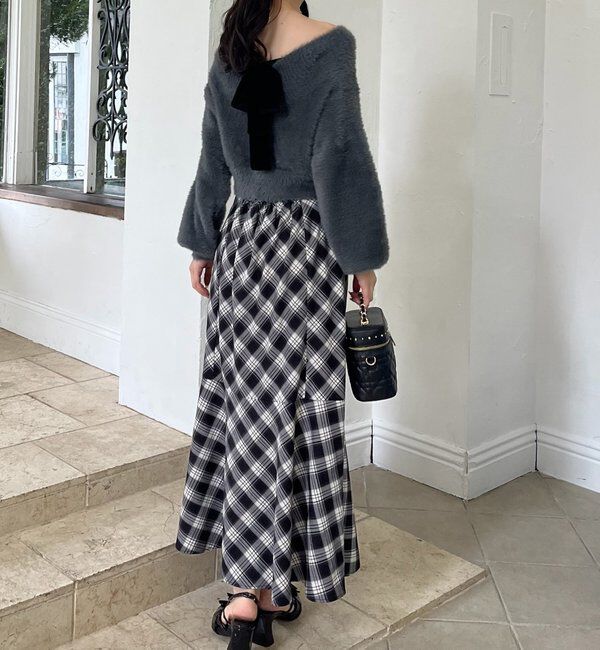  「後ろリボン2wayニットSETワンピ」|ワンピース|