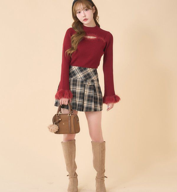  「金ボタンボックスプリーツミニスカート」|スカート|