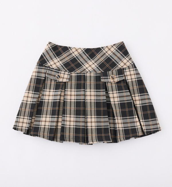  「金ボタンボックスプリーツミニスカート」|スカート|