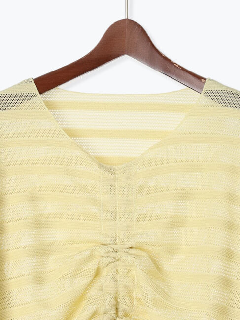 Te chichi TERRASSE「メッシュボーダーシャーリングトップス」|その他|