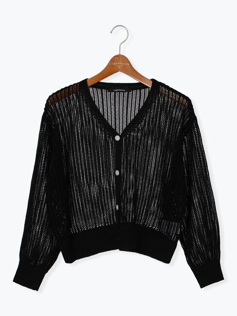 Lugnoncure「メッシュ編みVネックカーディガン」|カーディガン|