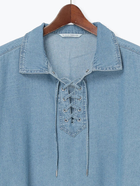 Te chichi TERRASSE「デニムレースアップシャツ《2025autumn catalog item》」|シャツ・ブラウス|