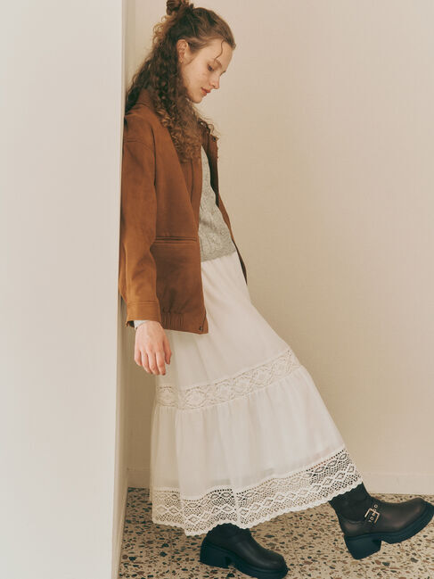 Te chichi TERRASSE「レーステープギャザースカート《2025autumn catalog item》」|スカート|オフホワイト