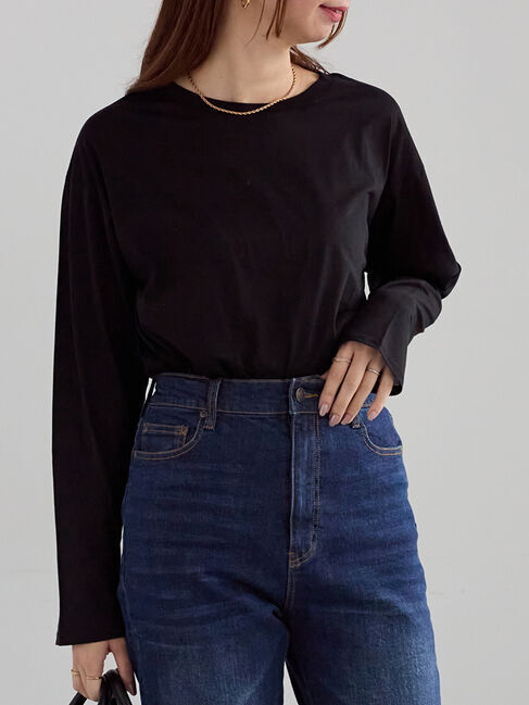 Te chichi「シルケット天竺ロングスリーブTee」|Tシャツ・カットソー|ブラック