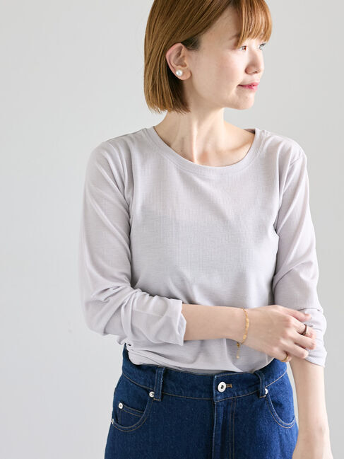 Lugnoncure「シアースラブテレコ長袖トップス」|Tシャツ・カットソー|グレー
