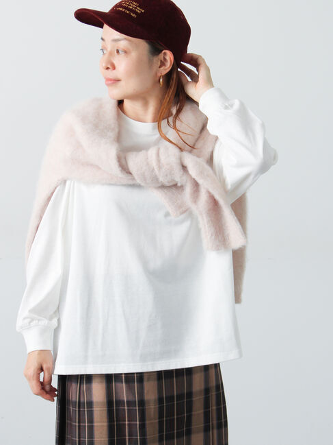 Lugnoncure「無地/ボーダー天竺長袖カットソー」|Tシャツ・カットソー|オフホワイト