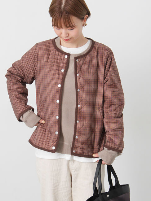 Lugnoncure「パッカブルノーカラーブルゾン」|ブルゾン・スタジャン|ブラウン