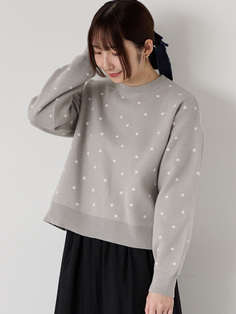 Te chichi TERRASSE「ドットジャカードクルーネックニット」|ニット・セーター|