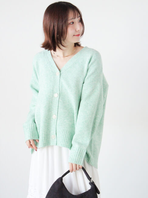 Te chichi TERRASSE「起毛ジャカードVネックニットカーディガン」|カーディガン|グリーン