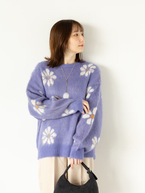 Te chichi TERRASSE「起毛花柄ジャカードニットプルオーバー」|ニット・セーター|