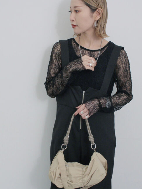 Samansa Mos2 blue「シャーリングミニドラムバッグ」|その他|