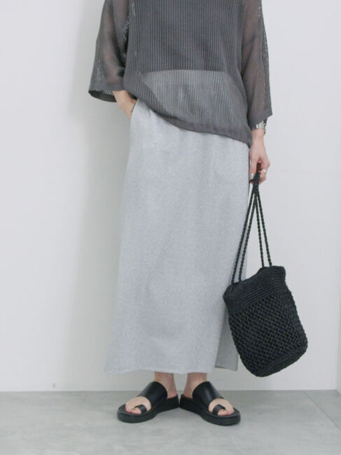 Samansa Mos2 blue「ラメナロースカート」|スカート|