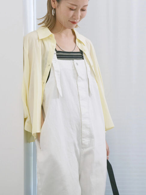 Samansa Mos2 blue「ショート丈シャーリングブラウス」|シャツ・ブラウス|