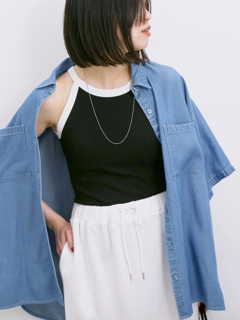 Samansa Mos2 blue「◎アメリカンスリーブタンク」|Tシャツ・カットソー|