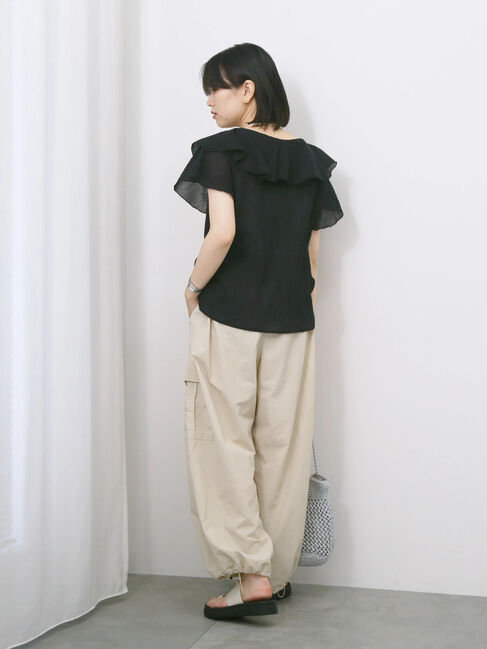 Samansa Mos2 blue「◎フリルブラウス」|シャツ・ブラウス|