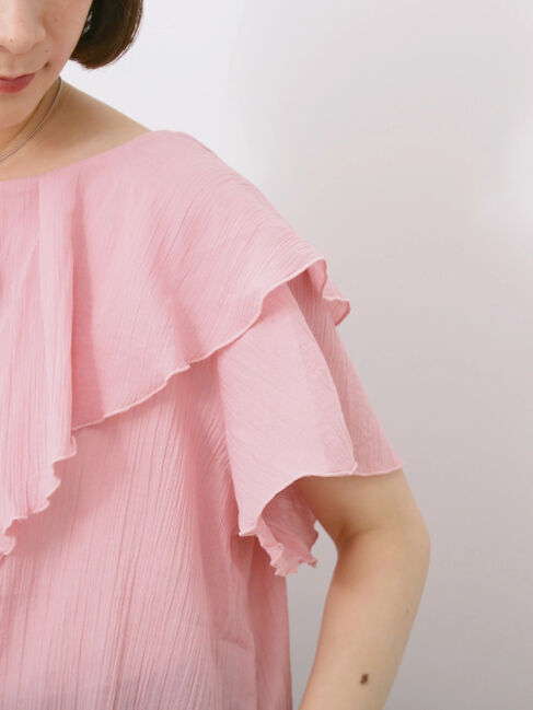 Samansa Mos2 blue「◎フリルブラウス」|シャツ・ブラウス|