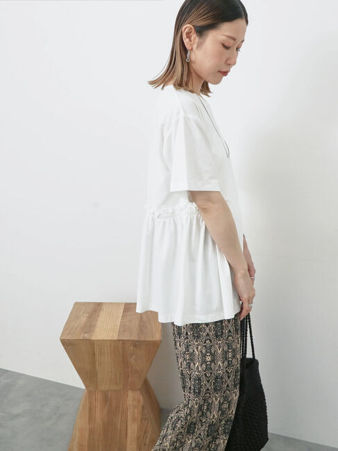 Samansa Mos2 blue「フリルチュニック」|Tシャツ・カットソー|