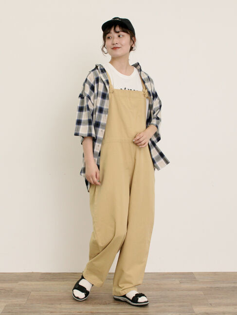 Samansa Mos2「綿麻サロペット」|その他|ベージュ