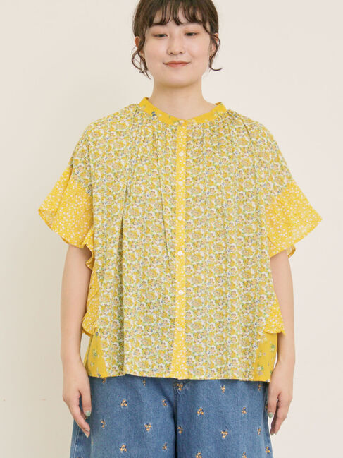 Samansa Mos2「インド柄アソート袖フリルブラウス」|シャツ・ブラウス|