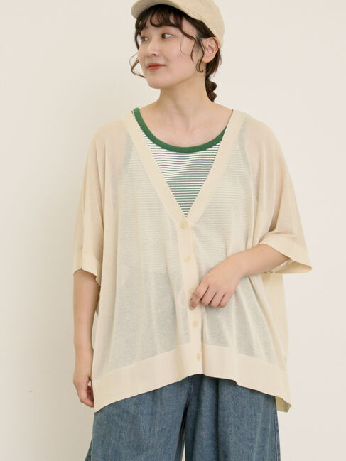 Samansa Mos2「【マシンウォッシャブル】ドルマンスリーブVネックカーディガン」|カーディガン|