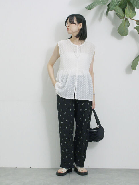 Samansa Mos2 blue「前後2wayジャカードペプラムノースリーブブラウス」|シャツ・ブラウス|