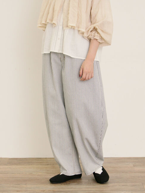 Samansa Mos2「【S/M/Lサイズ】刺繍デニム/ヒッコリーカーブパンツ」|その他|