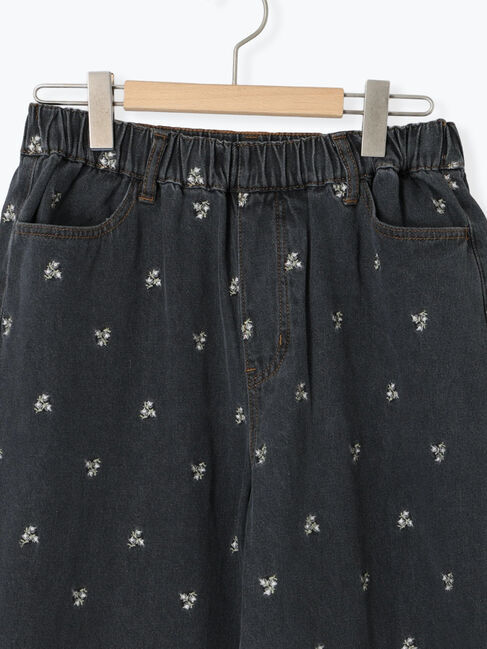 Samansa Mos2「【S/M/Lサイズ】刺繍デニム/ヒッコリーカーブパンツ」|その他|