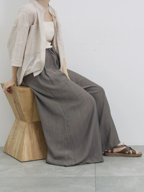 Samansa Mos2 blue「楊柳ガウチョパンツ」|その他|