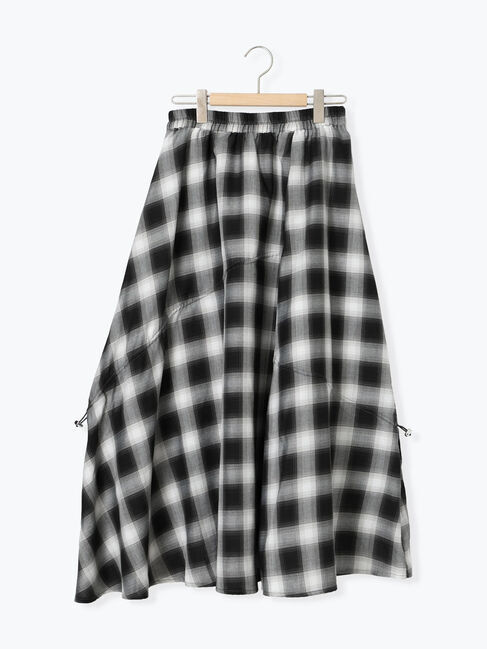 Samansa Mos2 blue「オンブレチェックドロストギャザースカート」|スカート|