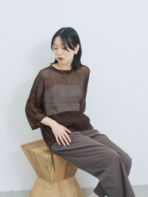 Samansa Mos2 blue「メッシュプルオーバー」|ニット・セーター|