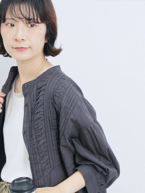 Samansa Mos2 blue「ピンタックブラウス」|シャツ・ブラウス|