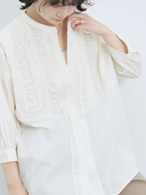 Samansa Mos2 blue「ピンタックブラウス」|シャツ・ブラウス|