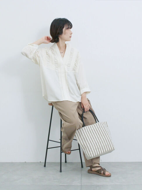 Samansa Mos2 blue「ピンタックブラウス」|シャツ・ブラウス|