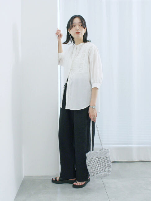 Samansa Mos2 blue「ピンタックブラウス」|シャツ・ブラウス|