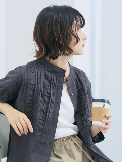 Samansa Mos2 blue「ピンタックブラウス」|シャツ・ブラウス|