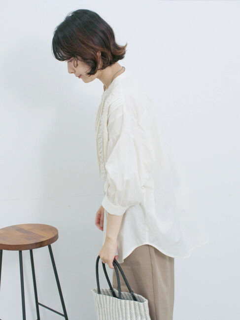 Samansa Mos2 blue「ピンタックブラウス」|シャツ・ブラウス|