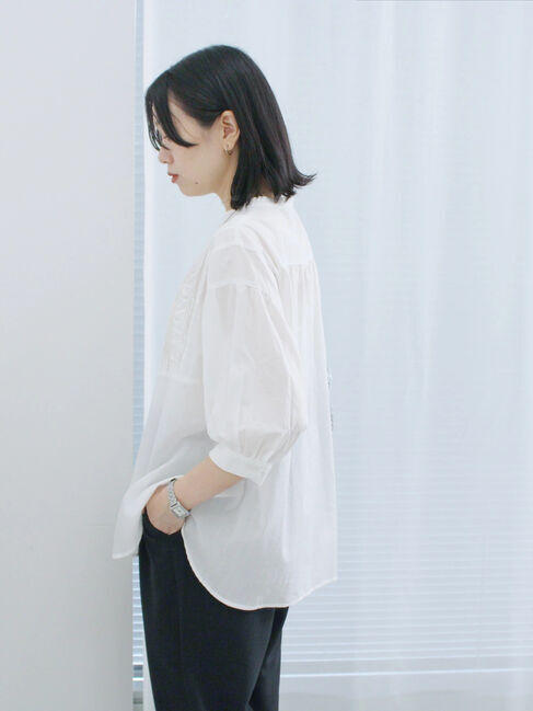 Samansa Mos2 blue「ピンタックブラウス」|シャツ・ブラウス|