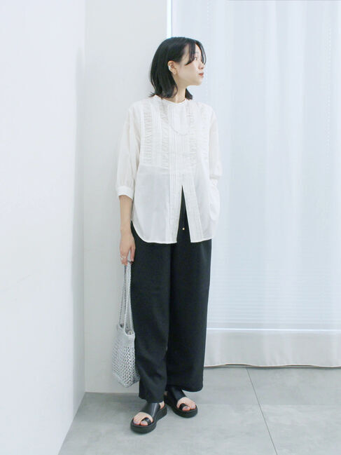 Samansa Mos2 blue「ピンタックブラウス」|シャツ・ブラウス|