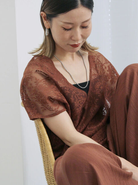 Samansa Mos2 blue「レースブラウス」|シャツ・ブラウス|