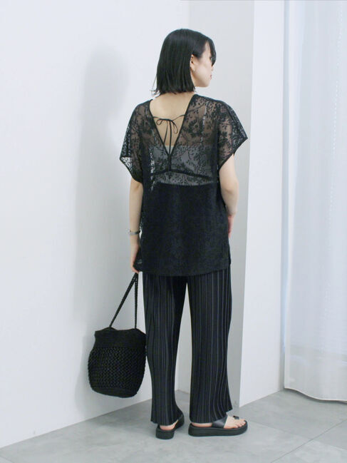 Samansa Mos2 blue「レースブラウス」|シャツ・ブラウス|