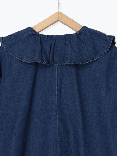 Samansa Mos2 blue「【ECO DENIM 】フリルブラウス」|シャツ・ブラウス|