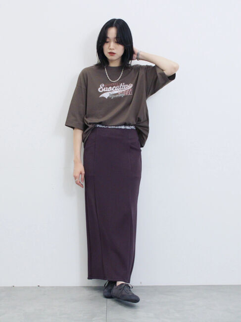 Samansa Mos2 blue「ヴィンテージ風プリントTシャツ」|Tシャツ・カットソー|