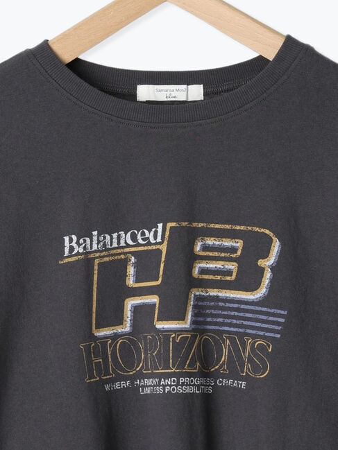 Samansa Mos2 blue「ヴィンテージ風プリントTシャツ」|Tシャツ・カットソー|