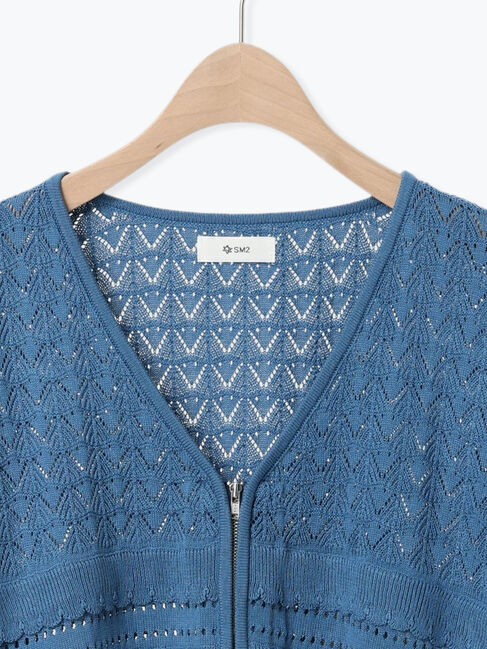 SM2「透かし編みフリル切替VネックZIPカーディガン」|カーディガン|